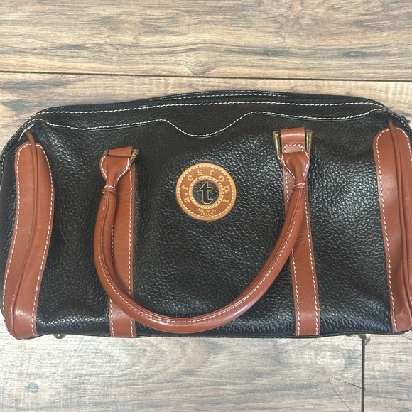 Authentic A. Testoni Italian made Black and Brown Leather Satchel / mini duffle. - Picture 3 of 7